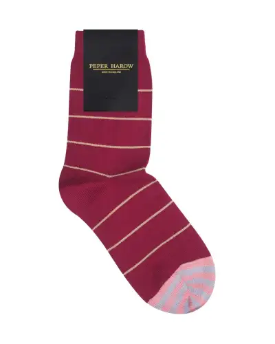 Women PEPER HAROW Thin Stripe Womens Socks - Burgundy £15.00