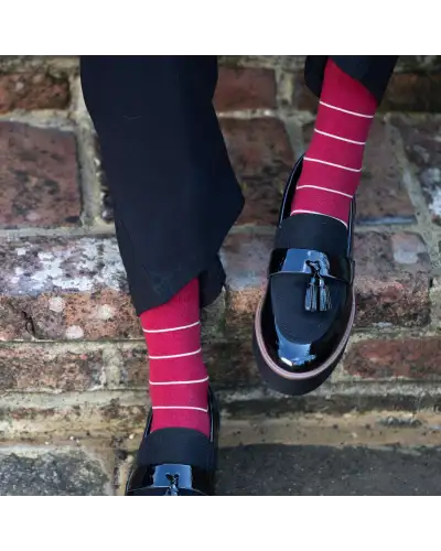 Women PEPER HAROW Thin Stripe Womens Socks - Burgundy £15.00