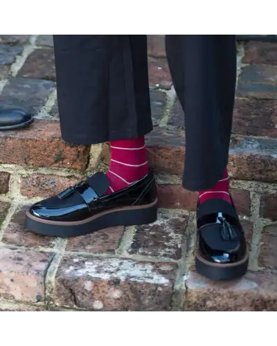 Women PEPER HAROW Thin Stripe Womens Socks - Burgundy £15.00