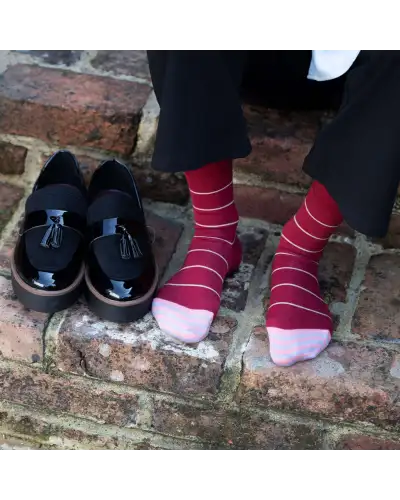 Women PEPER HAROW Thin Stripe Womens Socks - Burgundy £15.00