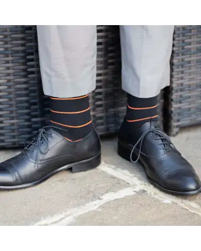 Men PEPER HAROW Thin Stripe Mens Socks - Black £16.00