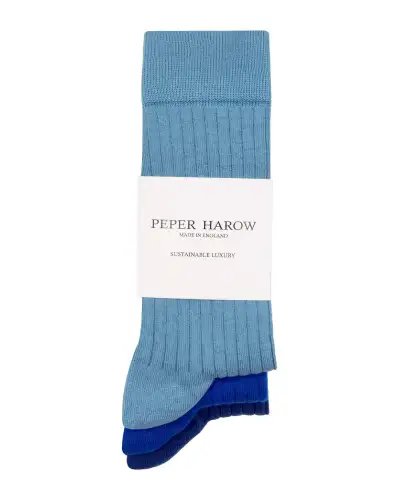 Men PEPER HAROW 3 Pack Essential Mens Socks - Azure £36.00