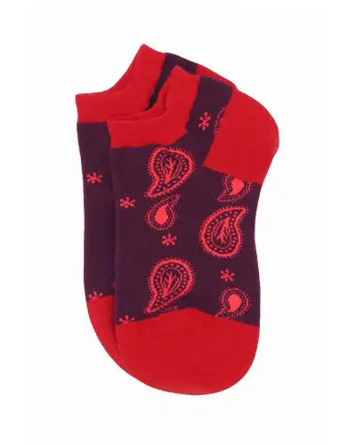 Women PEPER HAROW Paisley Womens Trainer Socks - Burgundy £11.00