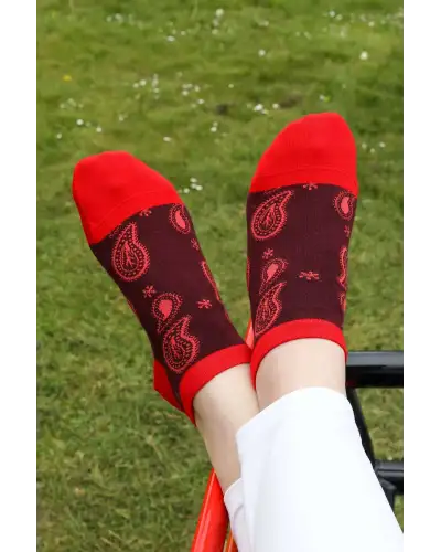 Women PEPER HAROW Paisley Womens Trainer Socks - Burgundy £11.00