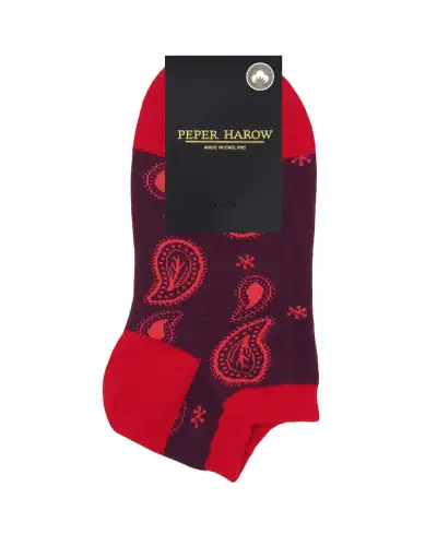 Women PEPER HAROW Paisley Womens Trainer Socks - Burgundy £11.00