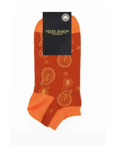 Men PEPER HAROW Paisley Mens Trainer Socks - Orange £14.00