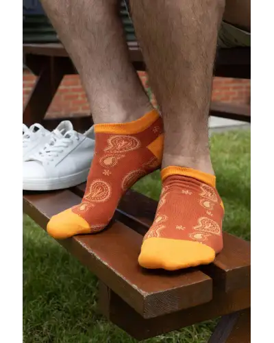 Men PEPER HAROW Paisley Mens Trainer Socks - Orange £14.00