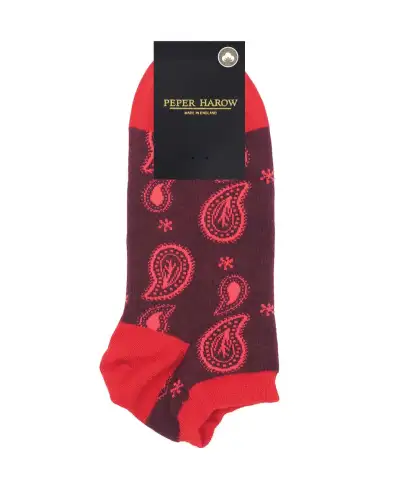 Men PEPER HAROW Paisley Mens Trainer Socks - Burgundy £14.00