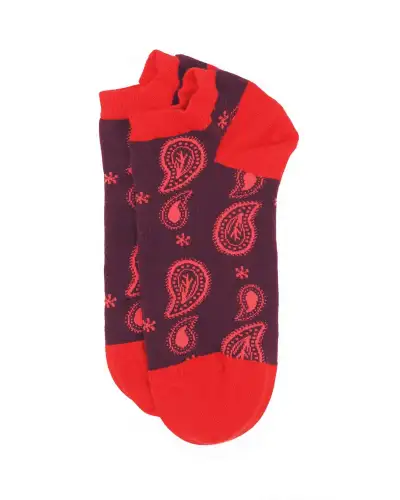 Men PEPER HAROW Paisley Mens Trainer Socks - Burgundy £14.00