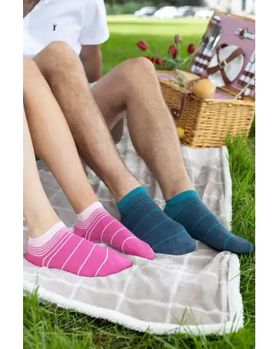 Women PEPER HAROW Retro Stripe Womens Trainer Socks - Pink £11.00
