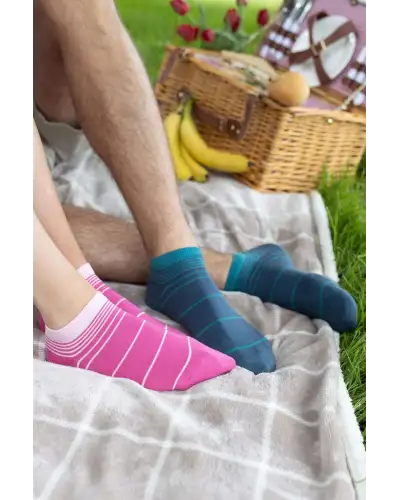 Women PEPER HAROW Retro Stripe Womens Trainer Socks - Pink £11.00