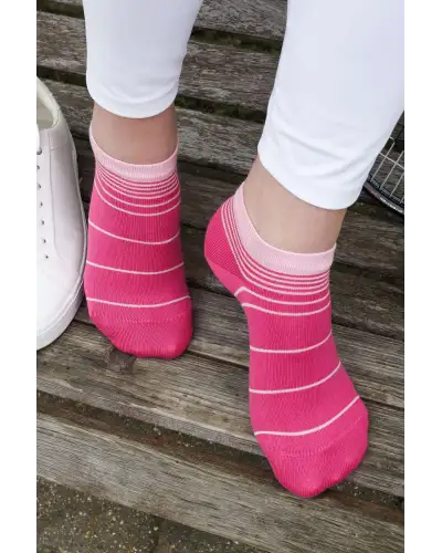 Women PEPER HAROW Retro Stripe Womens Trainer Socks - Pink £11.00