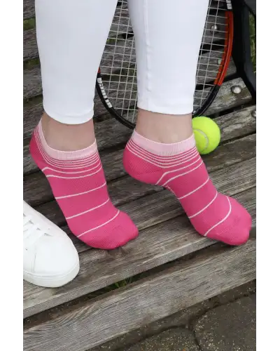Women PEPER HAROW Retro Stripe Womens Trainer Socks - Pink £11.00