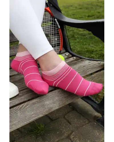 Women PEPER HAROW Retro Stripe Womens Trainer Socks - Pink £11.00