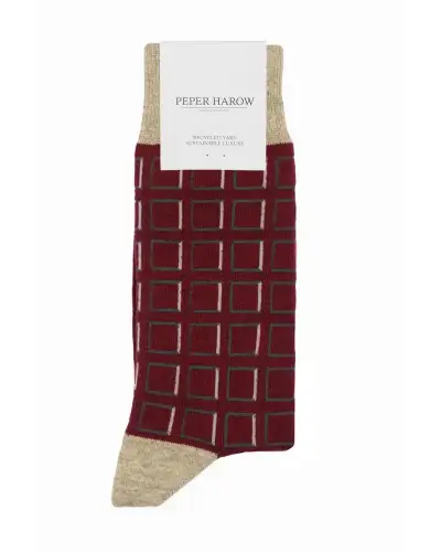 Men PEPER HAROW Cube Mens Socks - Burgundy £14.00