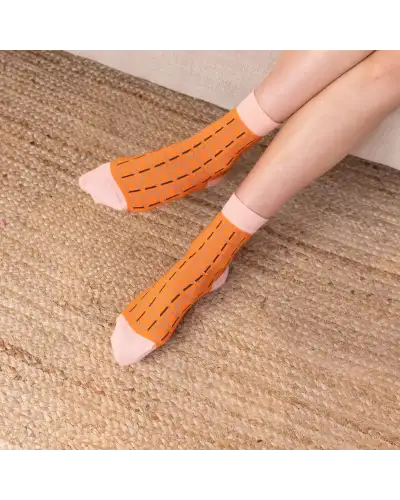 Women PEPER HAROW Cube Womens Socks - Orange £13.00
