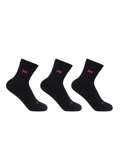 Women PEPER HAROW 3 Pack Essential Quarter Womens Sport Socks - Black £24.00