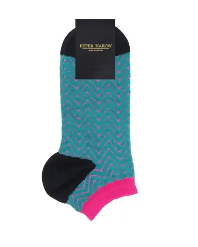 Women PEPER HAROW Zigzag Womens Trainer Socks - Teal £11.00