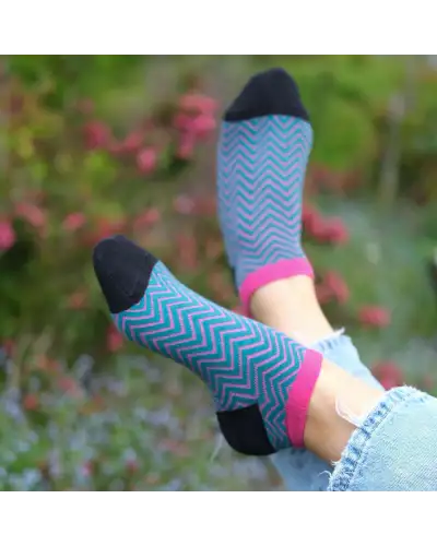 Women PEPER HAROW Zigzag Womens Trainer Socks - Teal £11.00