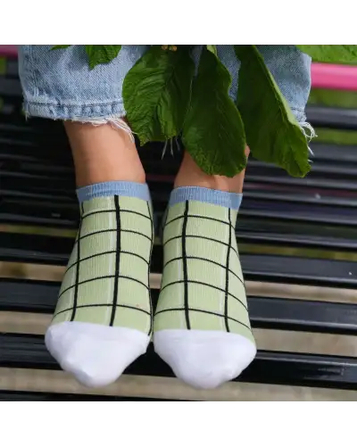 Women PEPER HAROW Grid Womens Trainer Socks - Lime £11.00