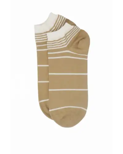 Women PEPER HAROW Retro Stripe Womens Trainer Socks - Beige £11.00