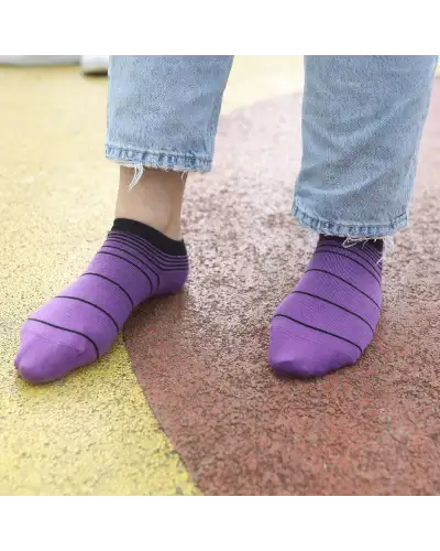 Women PEPER HAROW Retro Stripe Womens Trainer Socks - Purple £11.00
