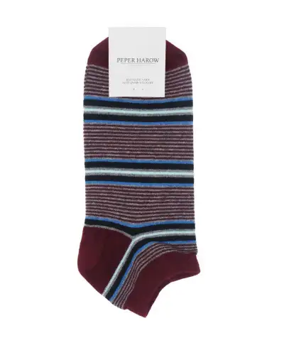 Men PEPER HAROW Multistripe Mens Trainer Socks - Burgundy £12.00