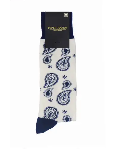 Men PEPER HAROW Paisley Mens Socks - Cream £17.00