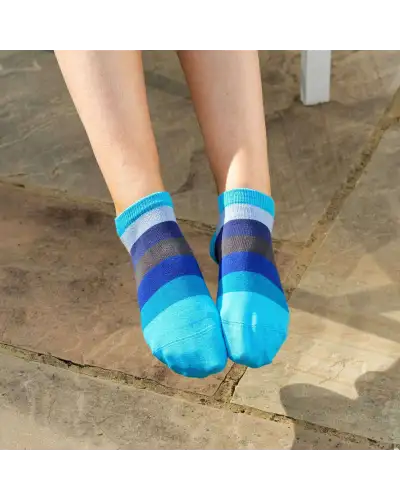 Women PEPER HAROW Block Stripe Womens Trainer Socks - Aqua £11.00