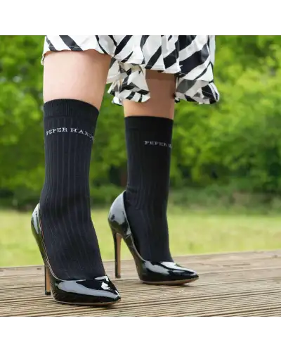 Women PEPER HAROW Recycled Ribbed Womens Socks - Black-PH-7599143354542 £13.00