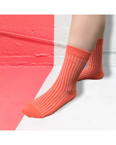 Women PEPER HAROW Recycled Ribbed Womens Socks - Coral £13.00