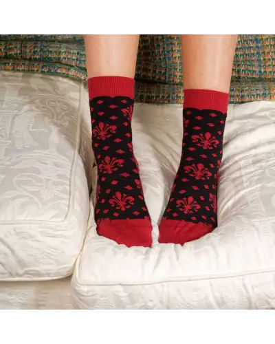 Women PEPER HAROW Fleur De Lis Womens Socks - Black £15.00