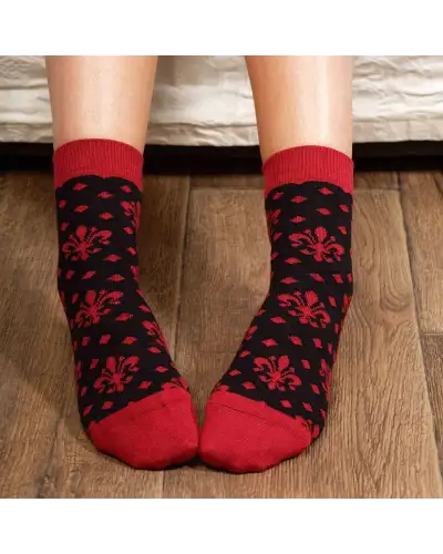 Women PEPER HAROW Fleur De Lis Womens Socks - Black £15.00