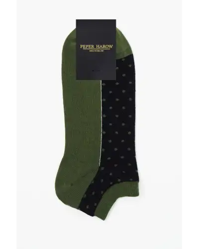 Men PEPER HAROW Polka Mens Organic Trainer Socks - Khaki £14.00