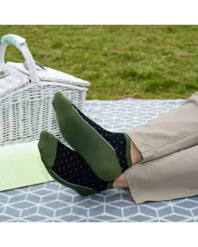 Men PEPER HAROW Polka Mens Organic Trainer Socks - Khaki £14.00