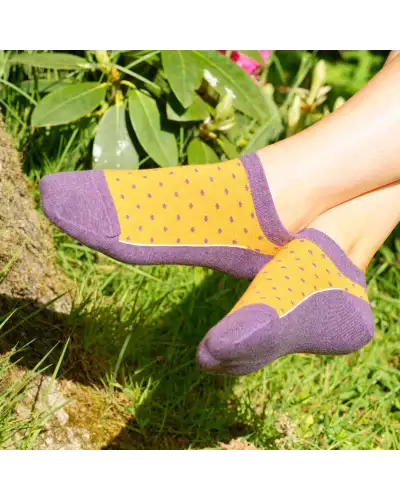 Women PEPER HAROW Polka Womens Organic Trainer Socks - Berry £11.00