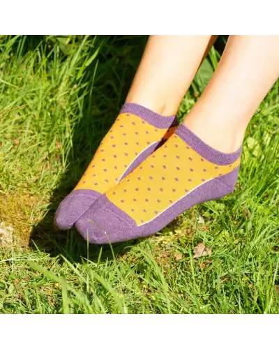 Women PEPER HAROW Polka Womens Organic Trainer Socks - Berry £11.00