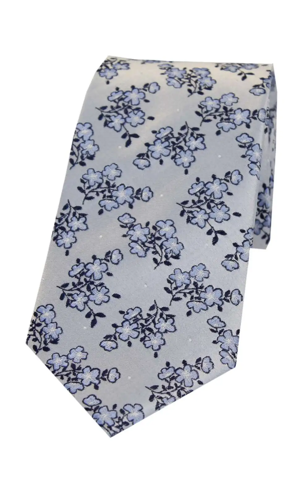 Silk Ties Soprano Ties Soprano Silver Ground Small Flowers Silk Tie £14.00