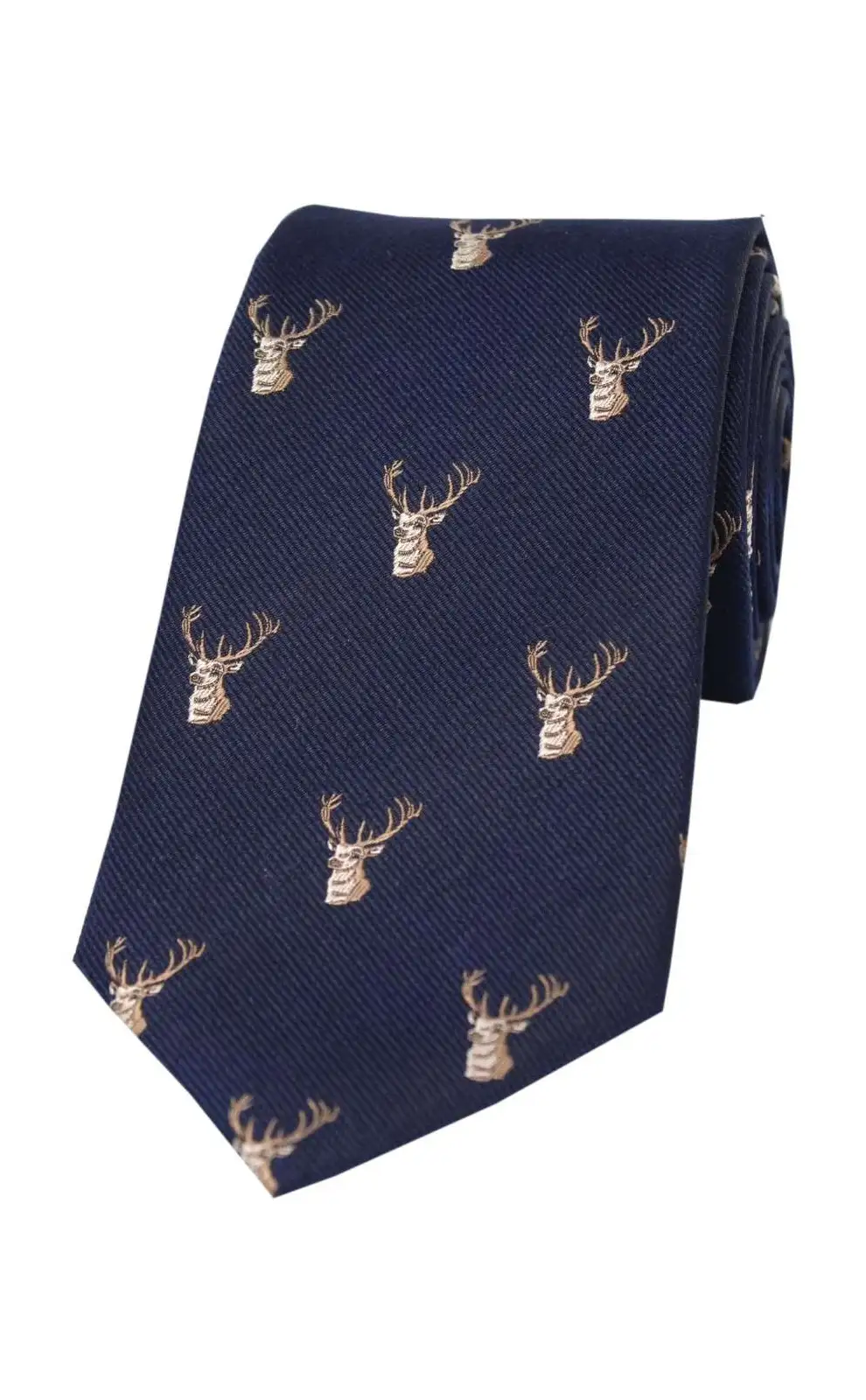 Silk Ties Soprano Ties Soprano Stags Heads On Navy Ground Country Silk Tie £24.00