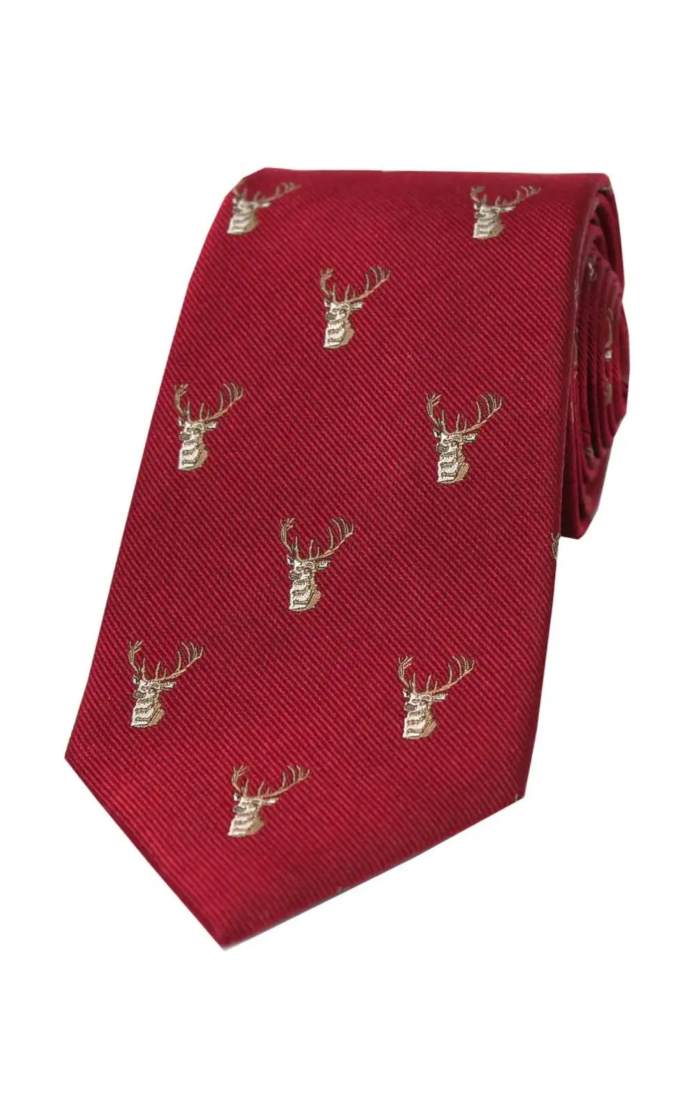 Silk Ties Soprano Ties Soprano Stags Heads On Burgundy Ground Country Silk Tie £24.00
