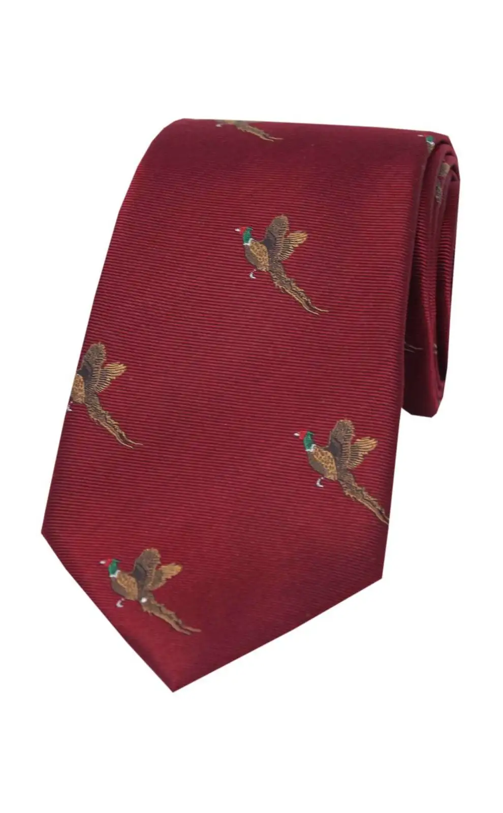 Silk Ties Soprano Ties Soprano Flying Pheasants On Wine Ground Country Silk Tie £24.00