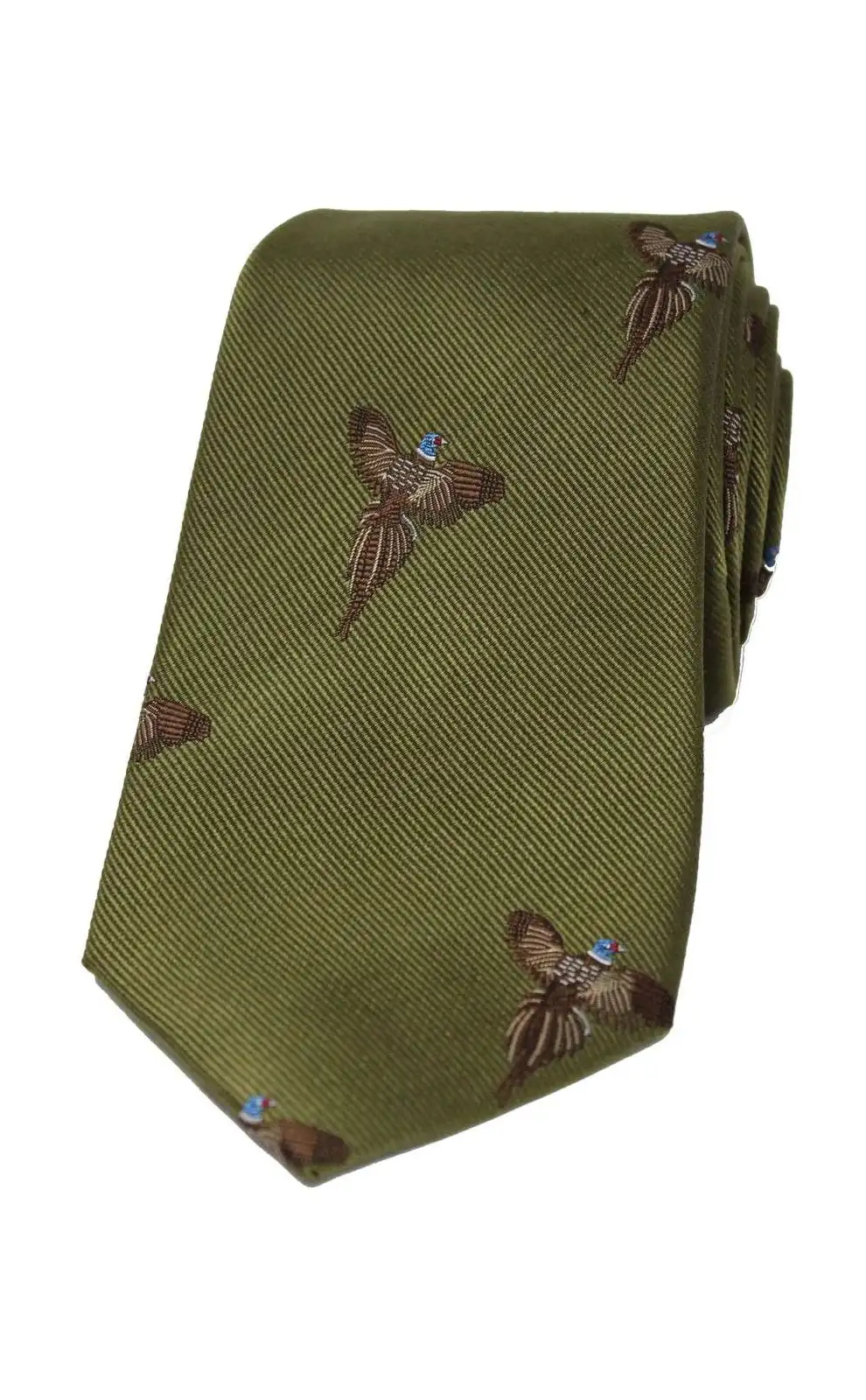 Silk Ties Soprano Ties Soprano Flying Pheasants On Country Green Ground Country Silk Tie-ST-WC55 £24.00
