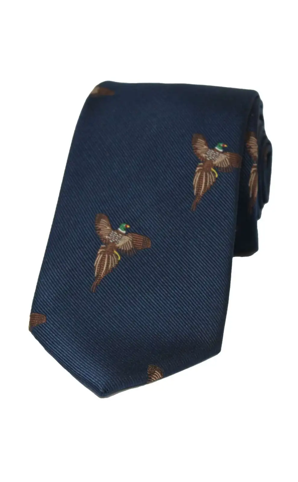 Silk Ties Soprano Ties Soprano Flying Pheasants On Blue Ground Country Silk Tie £24.00