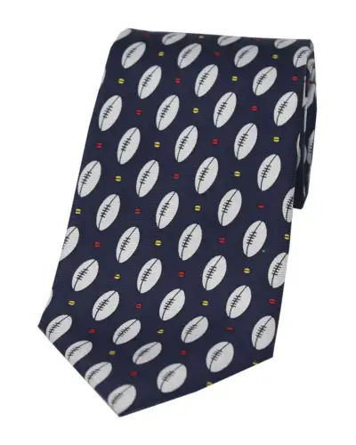 Silk Ties Soprano Ties Soprano Rugby Balls On Navy Ground Silk Tie £23.00
