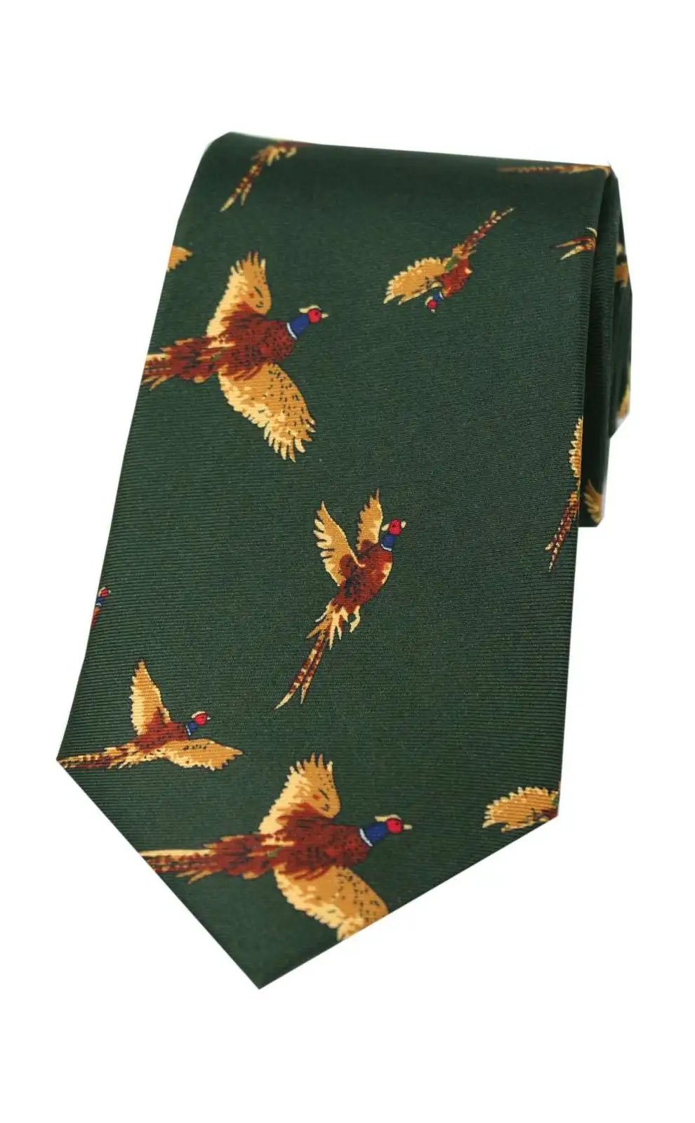 Silk Ties Soprano Ties Soprano Flying Pheasants On Country Green Ground Country Silk Tie £23.00