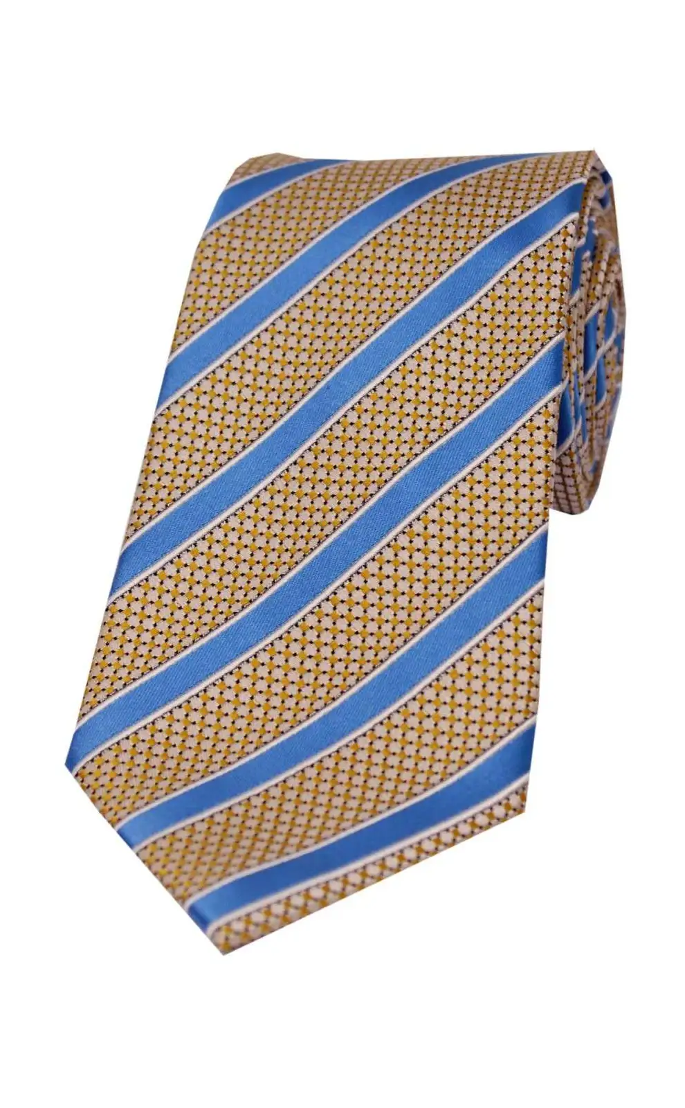 Polyester Ties Soprano Ties Soprano Sky Blue Striped Polyester Tie On Beige Ground £9.00
