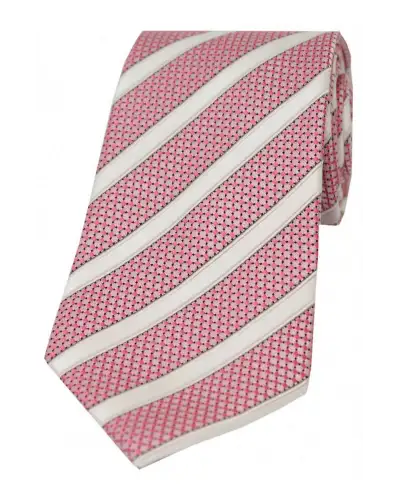 Polyester Ties Soprano Ties Mens Pink Tie With White Stripes - Soprano Slim Polyester Necktie £9.00