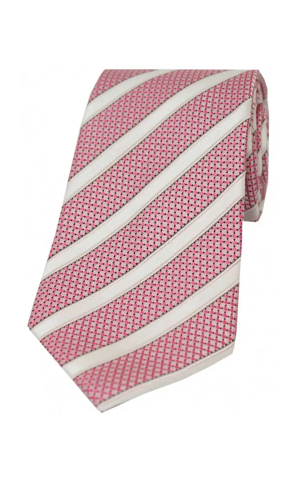 Polyester Ties Soprano Ties Mens Pink Tie With White Stripes - Soprano Slim Polyester Necktie £9.00
