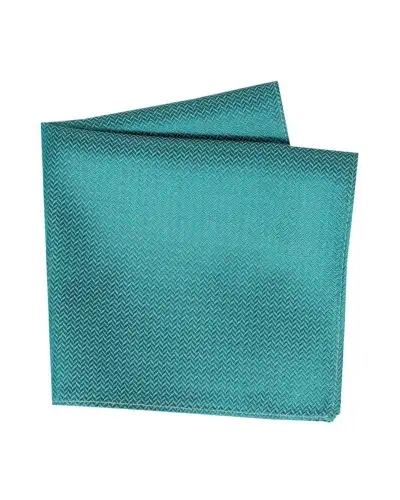 Soprano Teal Herringbone Silk Hanky | Soprano Ties ST HANKZWST7230 Silk Hankie