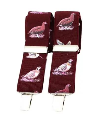 Braces Soprano Ties Soprano Country Birds Wine 35Mm X Back Braces-ST-GAME-BIRDS-WINE £23.00